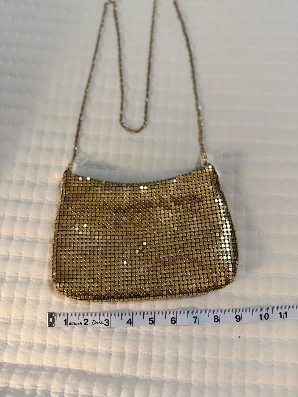 Gold Mesh Mini Crossbody Bag with Chain Strap